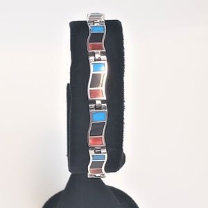 925 Sterling Silver MultiColor Enamel Bracelet